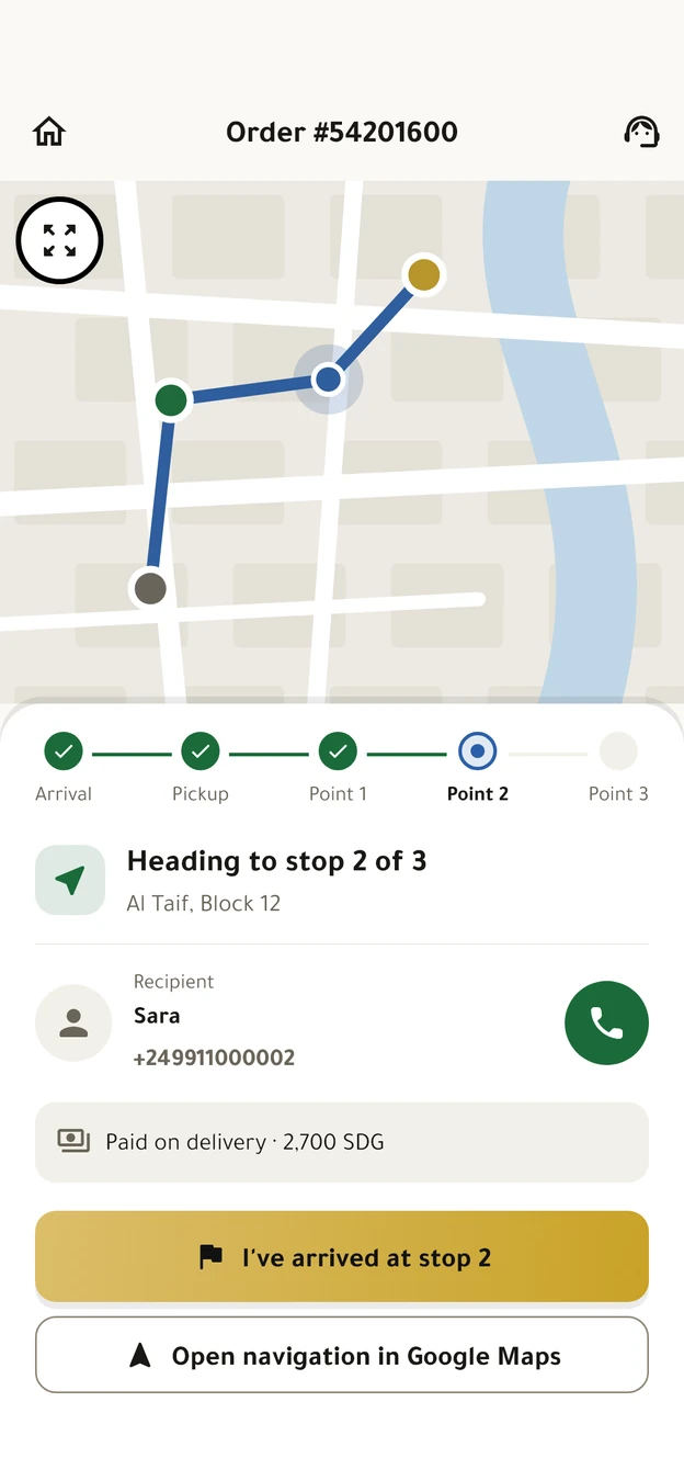 driver · active delivery